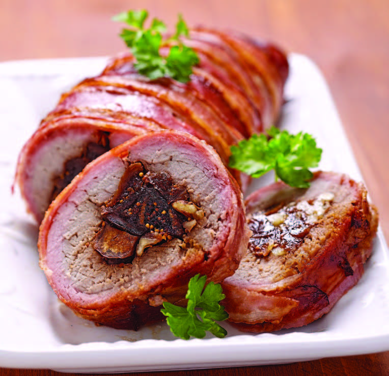 Roti de porc farci aux figues et aux noix