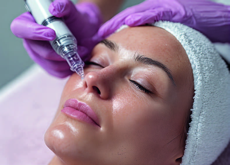 Soin esthétique du visage avec appareil : stimulation des mécanismes naturels de la peau.